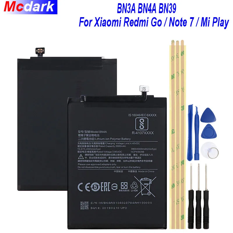 Mcdack BN3A BN4A BN39 для Xiaomi Redmi Go Note 7 Mi Play Batterie Bateria Аккумулятор AKKU ACCU PIL мобильный телефон