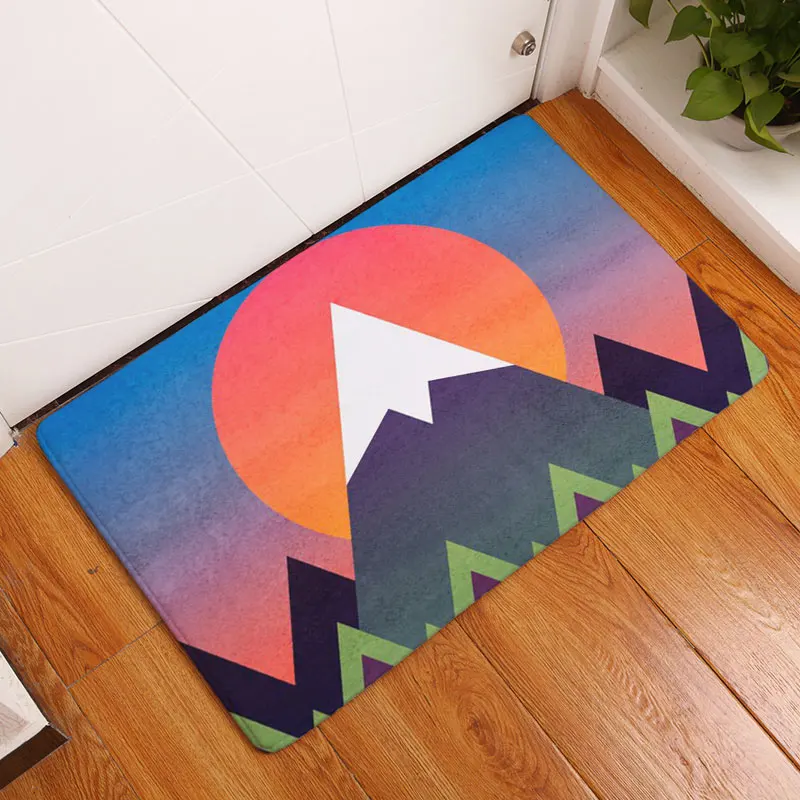 Пейзаж скандинавский Противоскользящий дверной коврик Водонепроницаемая