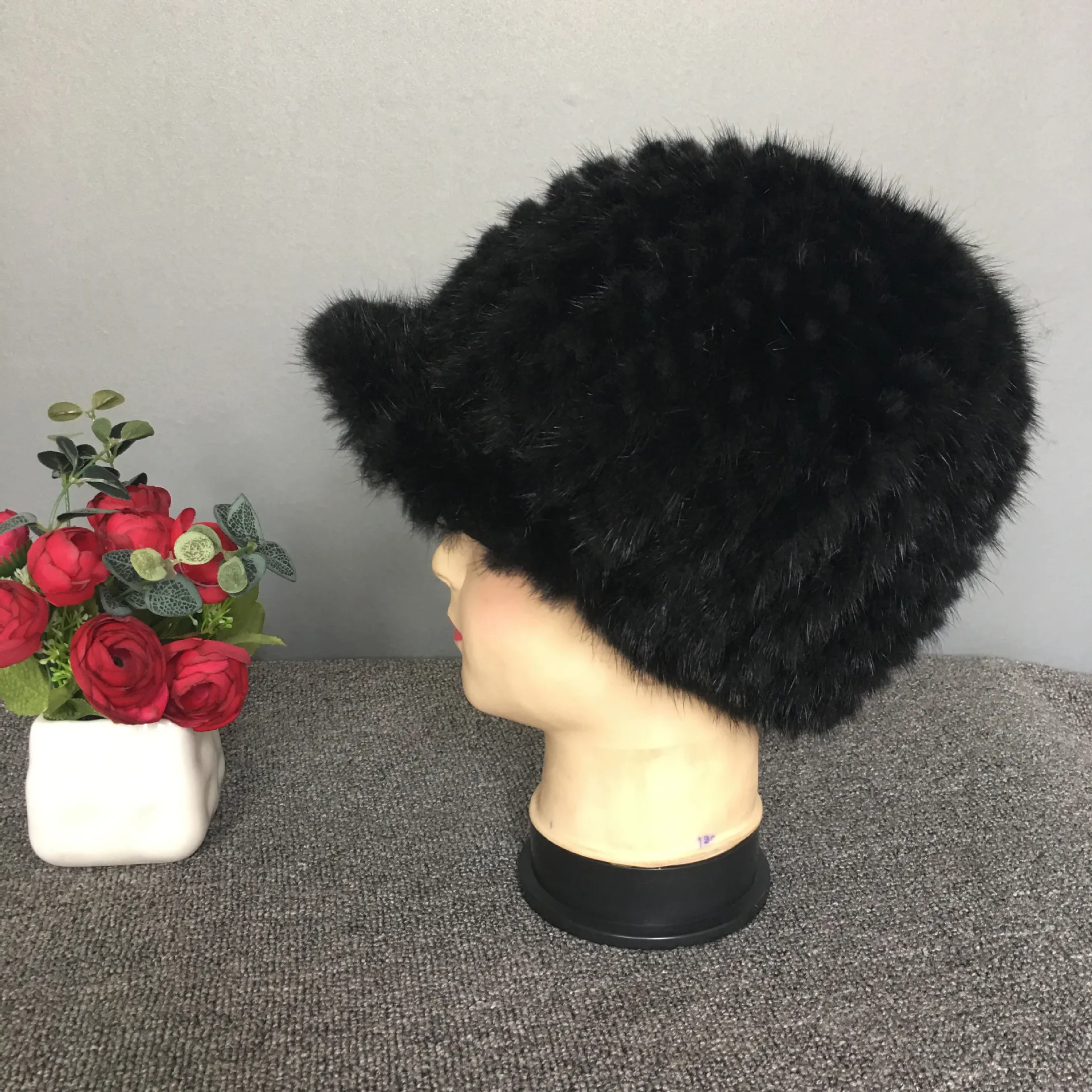 Real Mink Fur Hat female natural fur Women cap Genuine Snow Cap Winter for Girls Skull Knitting Beanies | Аксессуары для одежды