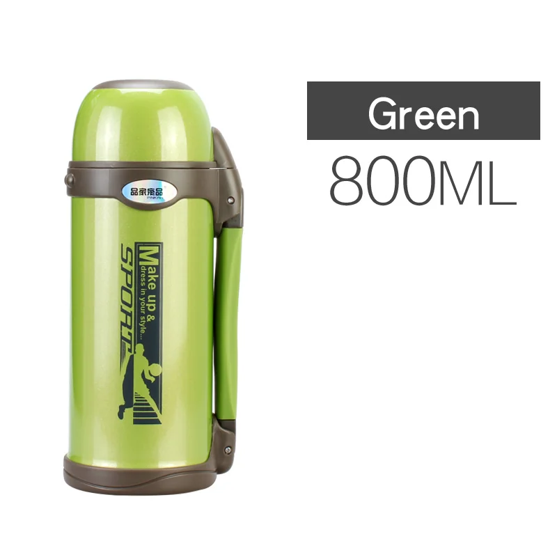 800ml Пинках Термосы Из Нержавеющей Стали 0.8L 1L большой размер Спорт на открытом воздухе путешествия чашка термос питьевой воды бутылка тепловой - Цвет: 800ml