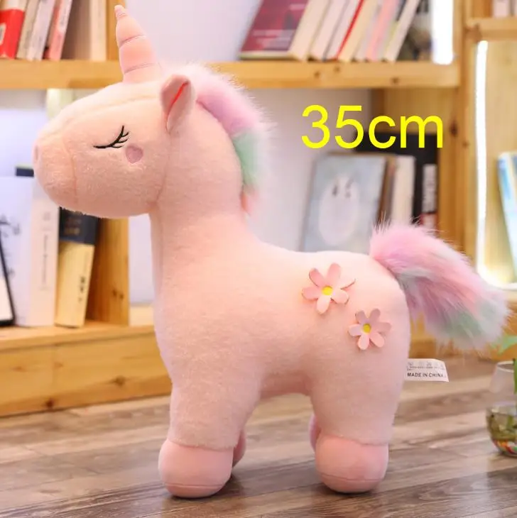 35CM stand pink 25-100 см, большой размер, kawaii, единорог, плюшевые игрушки, 3 вида стилей, чучело, единорог, лошадь, кукла, мягкая, детская, для домашнего декора, подарки, подушка - Цвет: 35CM stand pink
