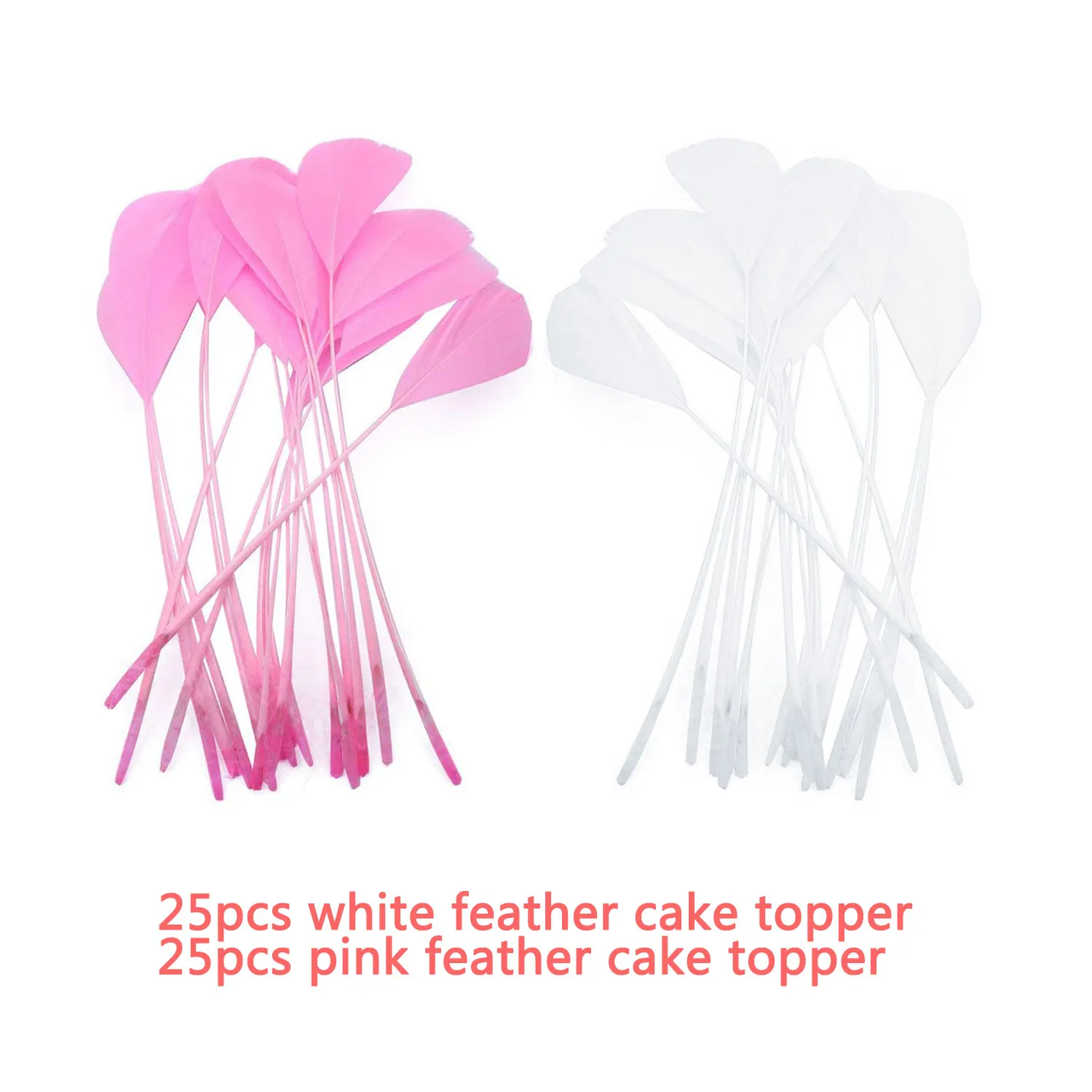 pink white feather Amawill Фламинго Вечерние Розовые С Днем Рождения Кекс Топпер перо облако торт украшение для дня рождения украшения для свадебного торта 8D - Цвет: pink white feather
