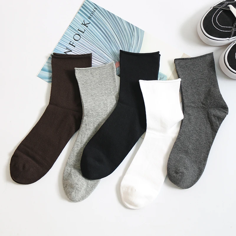 Носки мужские зимние из чесаного хлопка 5 упаковок белые/черные в рулоне|Мужские