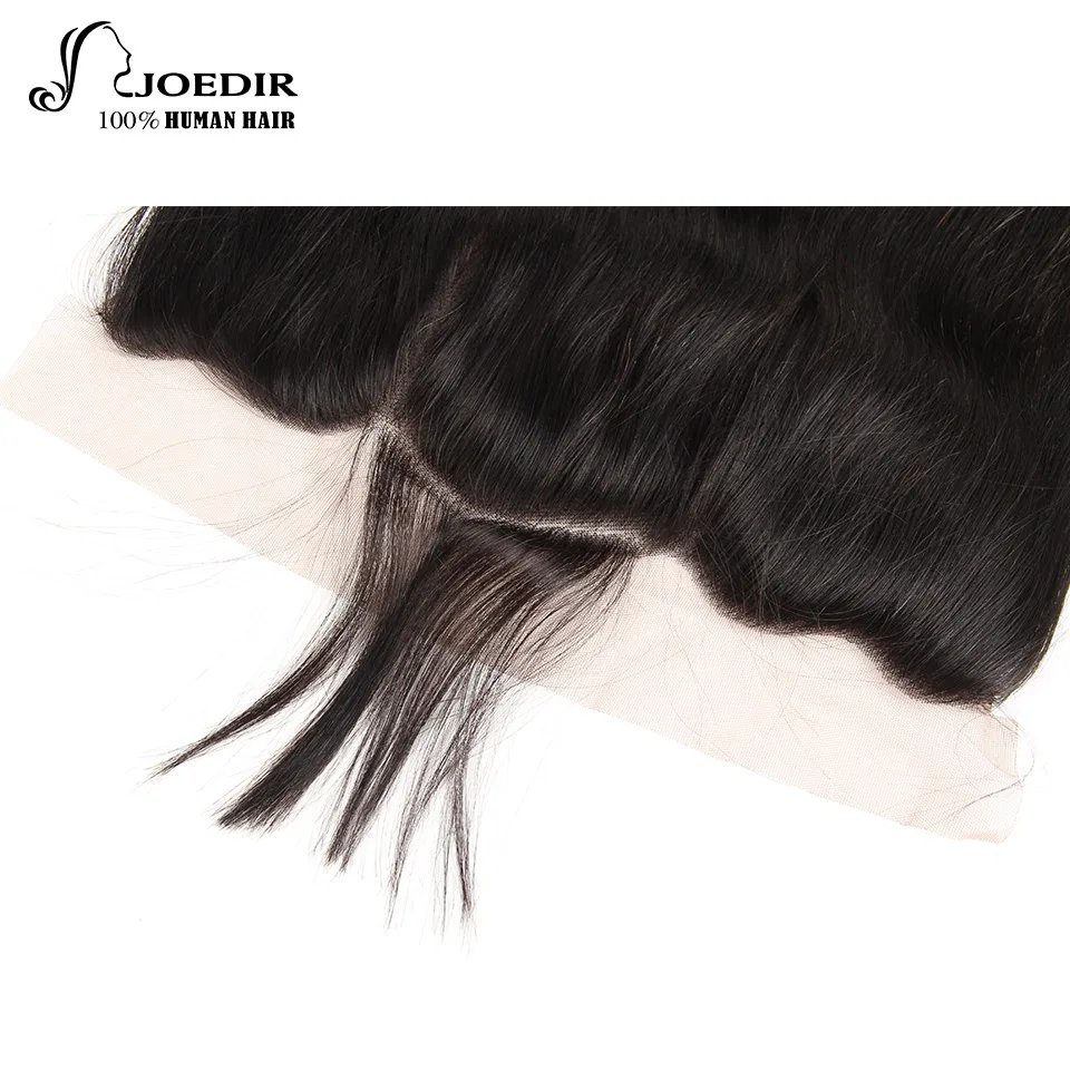 Joedir Indian Straight Weave with Closure Natural Black Free Part Human Hair Bundle Frontal 4 Bundles | Шиньоны и парики