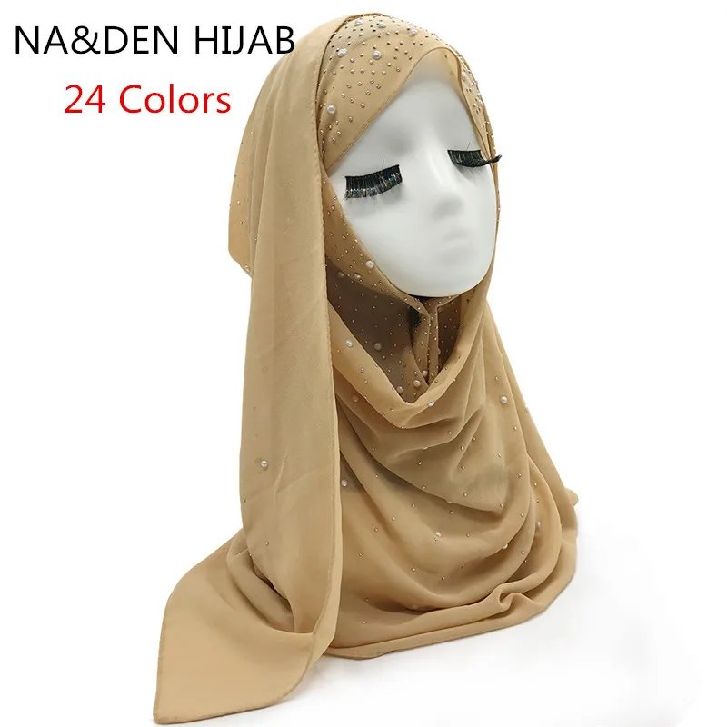 

Chiffon 24 colors Christmas hijab scarf snow dot bead decor shawl popular scarves muslim hijab vintage pashmina muffler foulard
