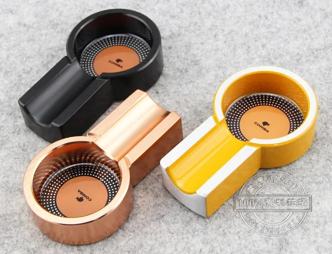 COHIBA Портативный металлический/керамическая пепельница для сигар, для путешествий, сигара пепельница, цвет золотистый съемный протирочная 184 г