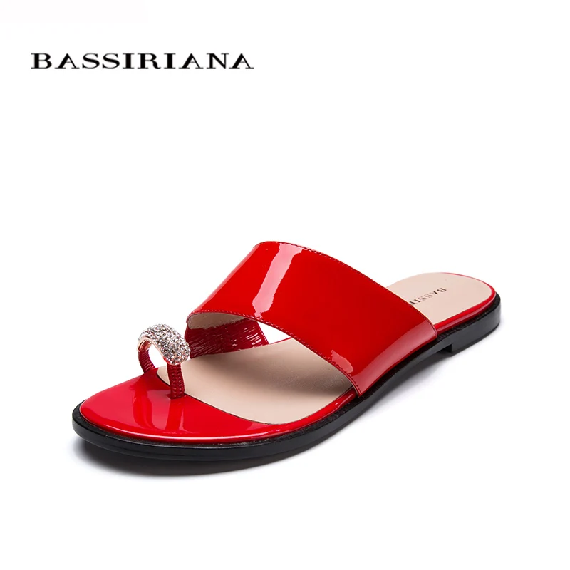 Shoes woman genuine leather Summer 2017 Red Black White patent Outside slippers sandals 35-41 Free shipping BASSIRIANA | Обувь
