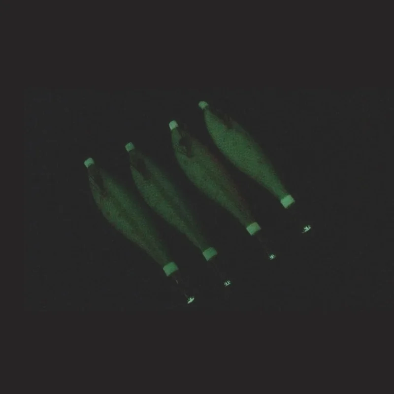 

4pcs/lot Size 2.5#-14g Fishing Lures Luminous Wood Shrimp Squid Hook fishing tackle