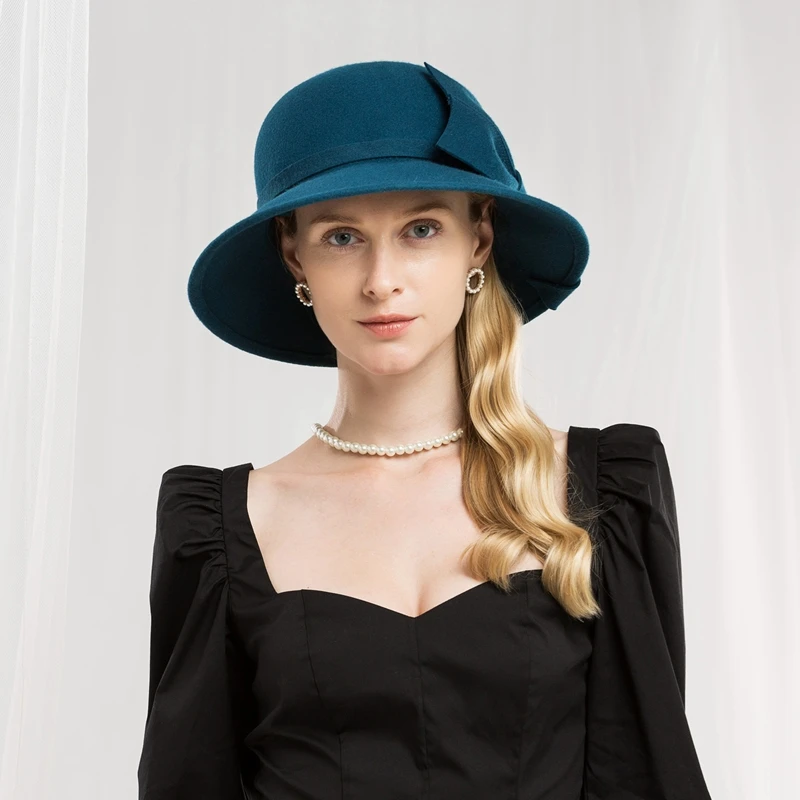 Женская шерстяная шапка Fedoras модная с куполом для девочек женские шерстяные