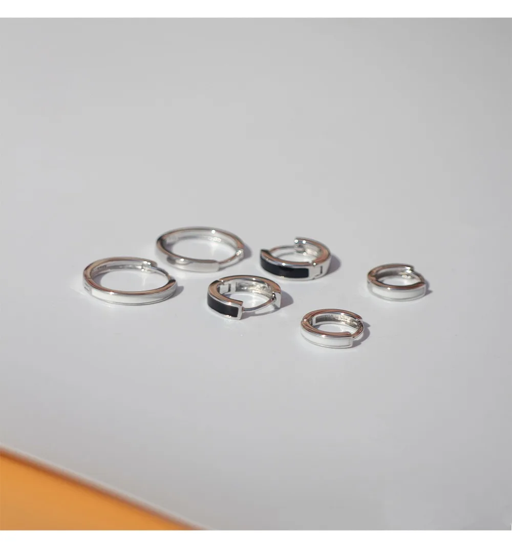 Серьги из стерлингового серебра 925 пробы модные черные и белые круглые Ушные