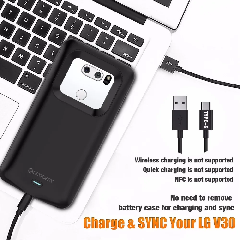 NEWDERY 4200 мАч тонкий портативный зарядный чехол для LG V30/V30+ плюс Расширенный чехол для аккумулятора type C с полной защитой
