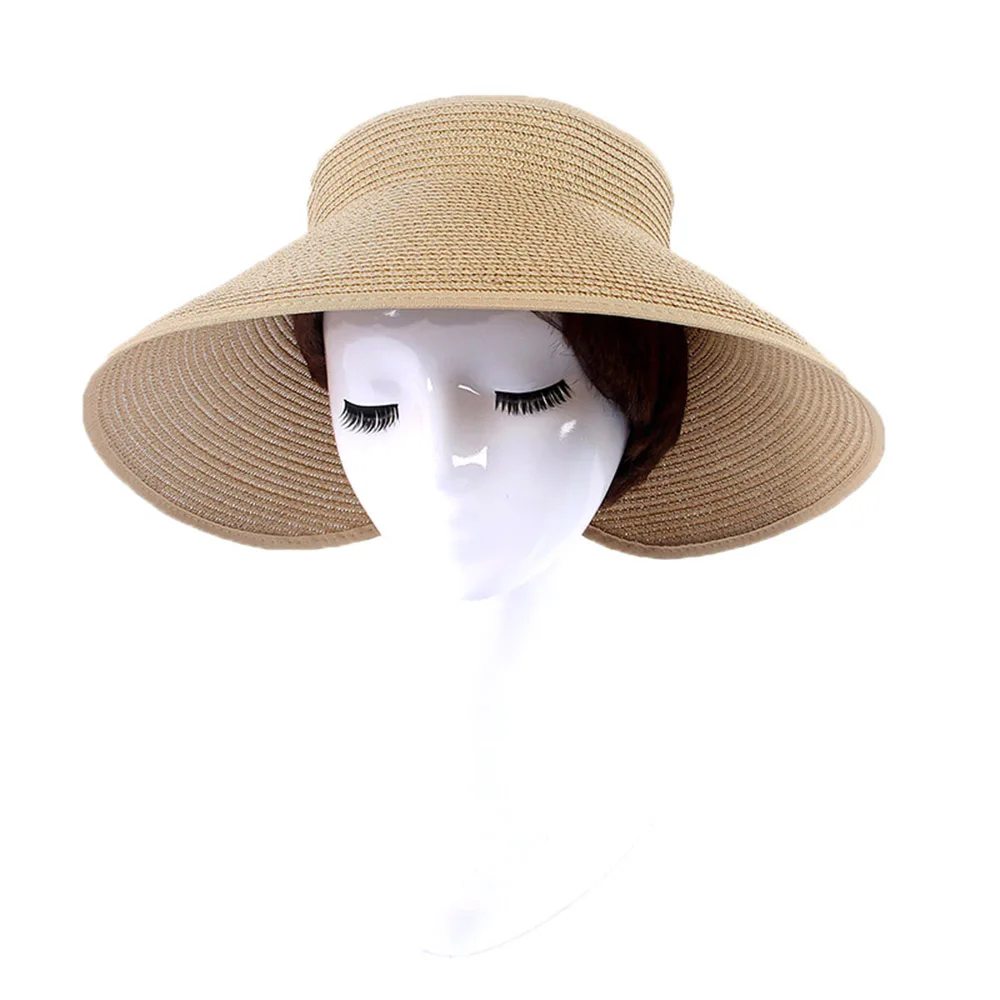Женская Складная пляжная соломенная шляпа с широкими полями элегантная для