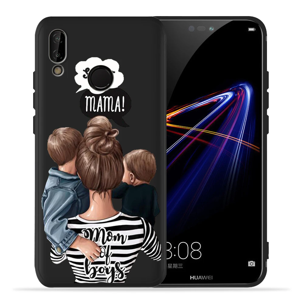 Чехол для huawei P30 Pro для huawei p20 lite mate 20 Honor 8 10 PSmart с коричневыми волосами Mama Baby mouse Super Mom Girl Etui, чехол - Цвет: 08