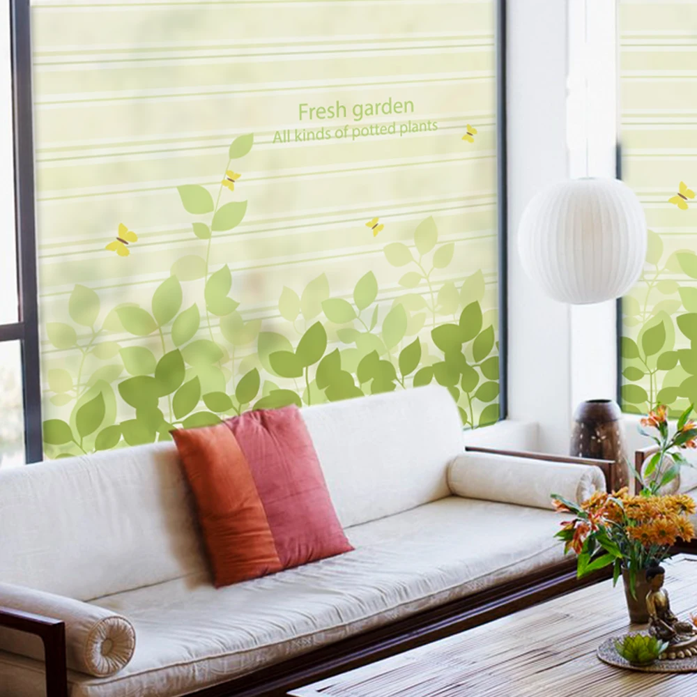 Оконная пленка с листьями матовая непрозрачная конфиденциальная стеклянная