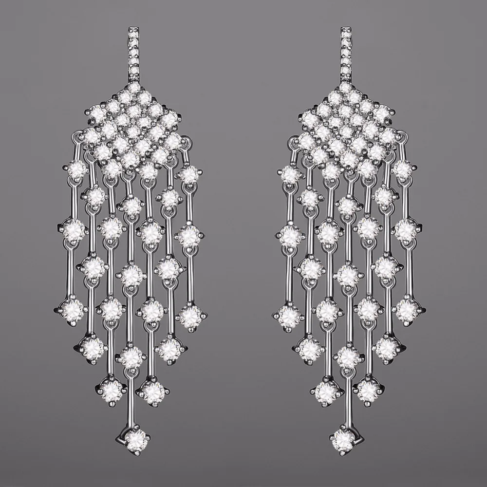 KIVN модные украшения длинные синие кубические циркониевые серьги люстры для