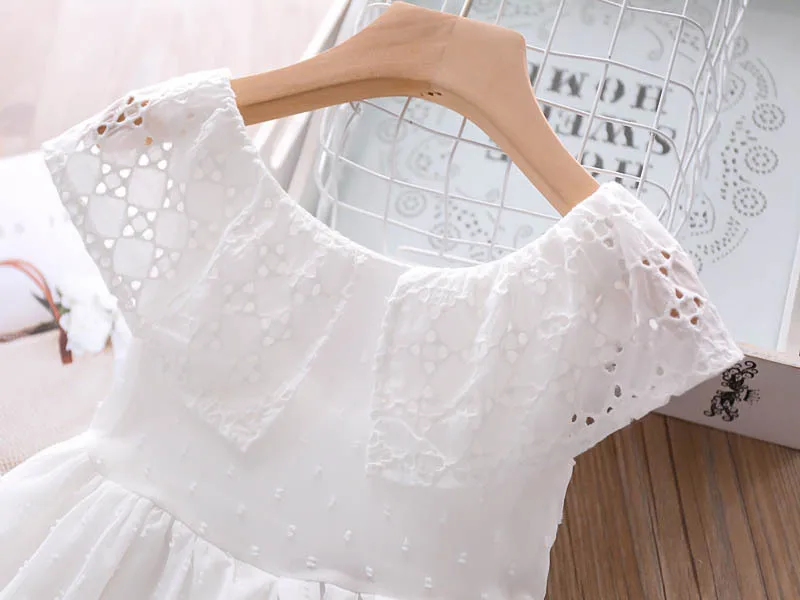 Детское модное простое платье белые платья в горошек с квадратным кукольным