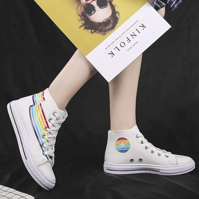 Кеды женские с вулканизированной подошвой кроссовки радужного цвета