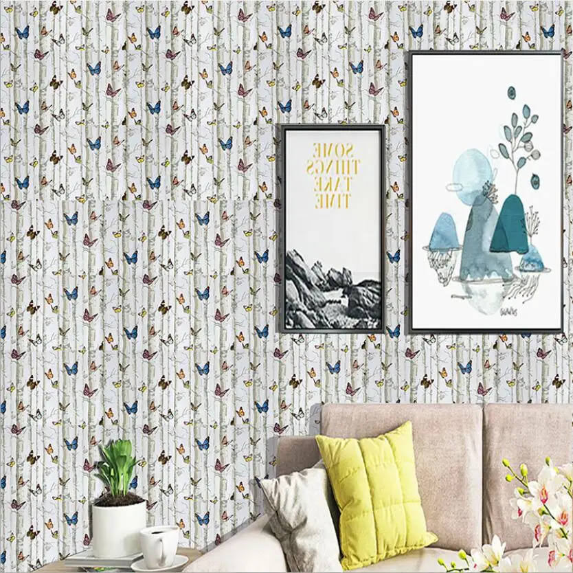 Творческая красочная бабочка дерево настенная бумага 3d самоклеящаяся ПВХ s diy