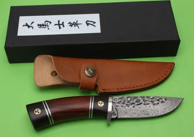 Ковка из дамасской стали черный воин нож красного палисандра и эбенового дерева