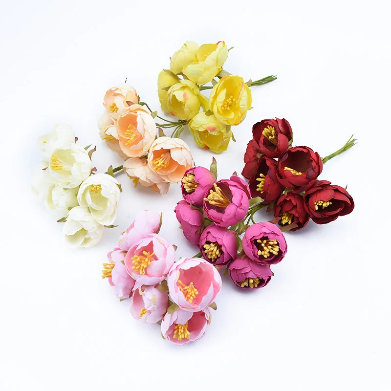 6 шт. Скрапбукинг stamen декоративные цветы венки розы DIY Подарочная коробка
