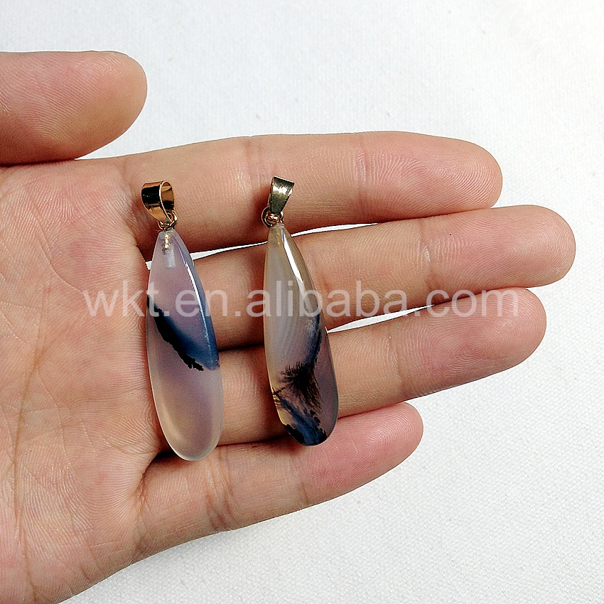 

WT-P780 Tiny teardop shape Natural Moss crystal pendants in natural color for wholesale ,moss stone pendant jewelry