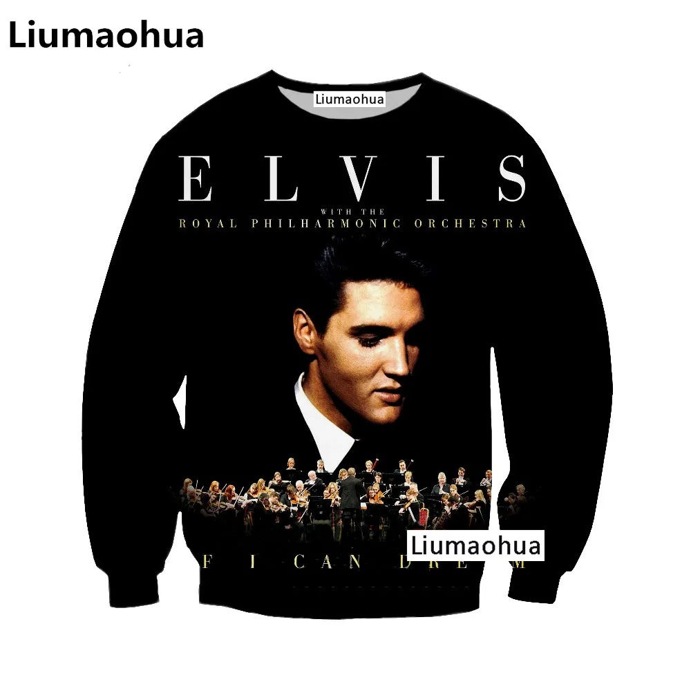 Liu Maohua's latest 3D printing ELVIS Presley men's sweatshirt rock print hip hop punk | Мужская одежда