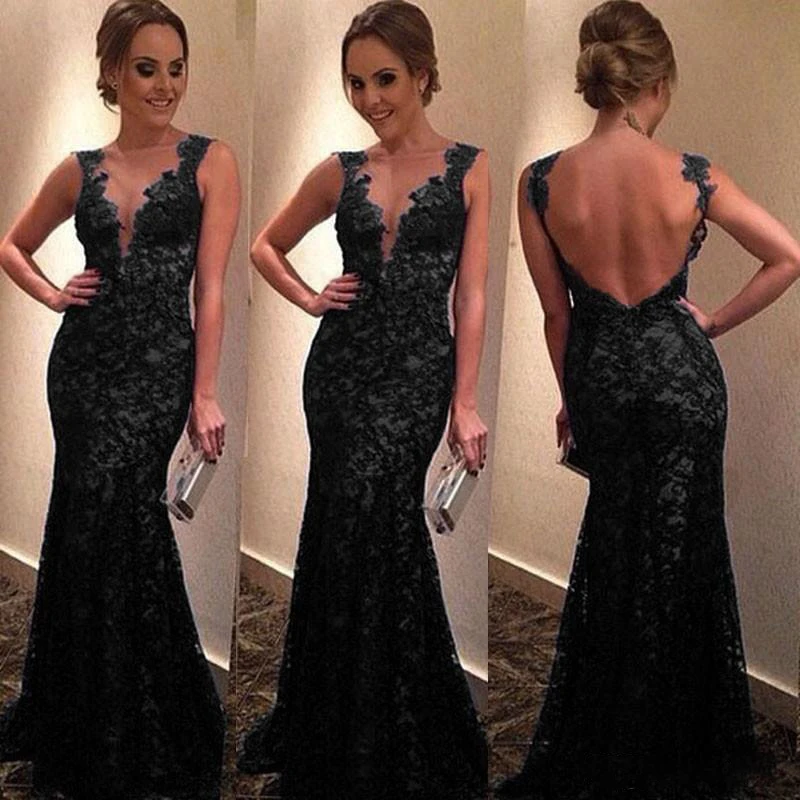 Приталенные платья с открытой спиной для выпускного вечера глубоким v образным