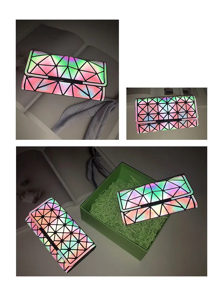 Luminous Wallets Card Holder Wallet Women Long Clutch Small Purses Lattice Standard Wallets Noctilucent Bag carteir