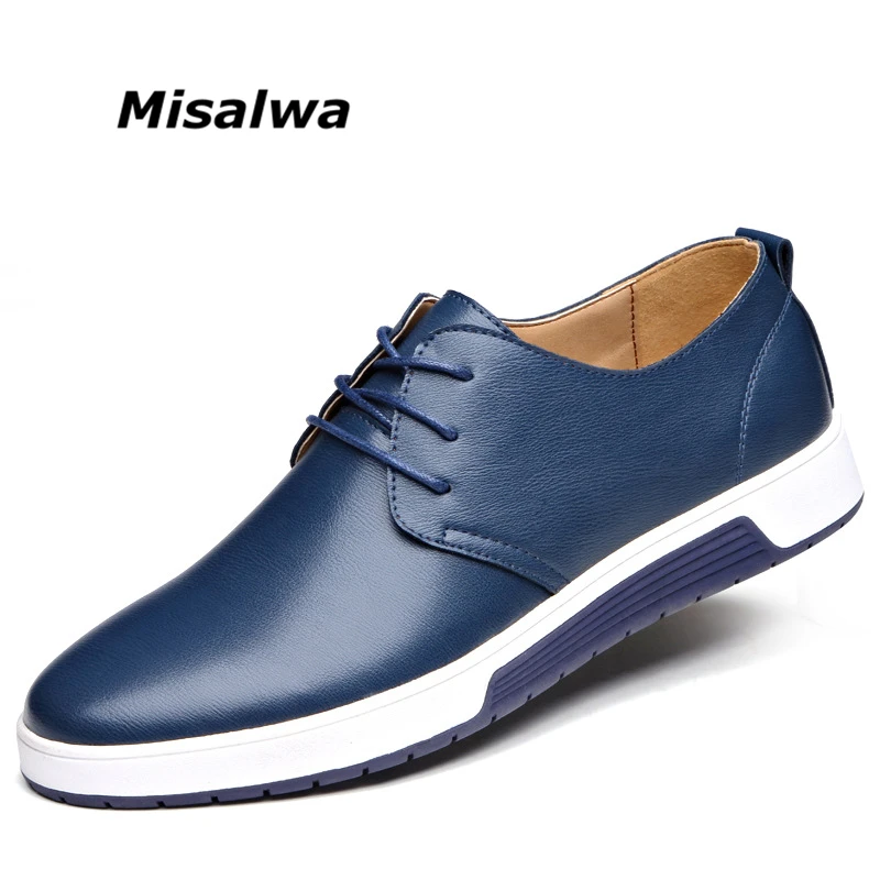 Misalwa New 2021 Men Casual Shoes Leather Luxury Brand Comfortable Flat Drop Shipping | Обувь