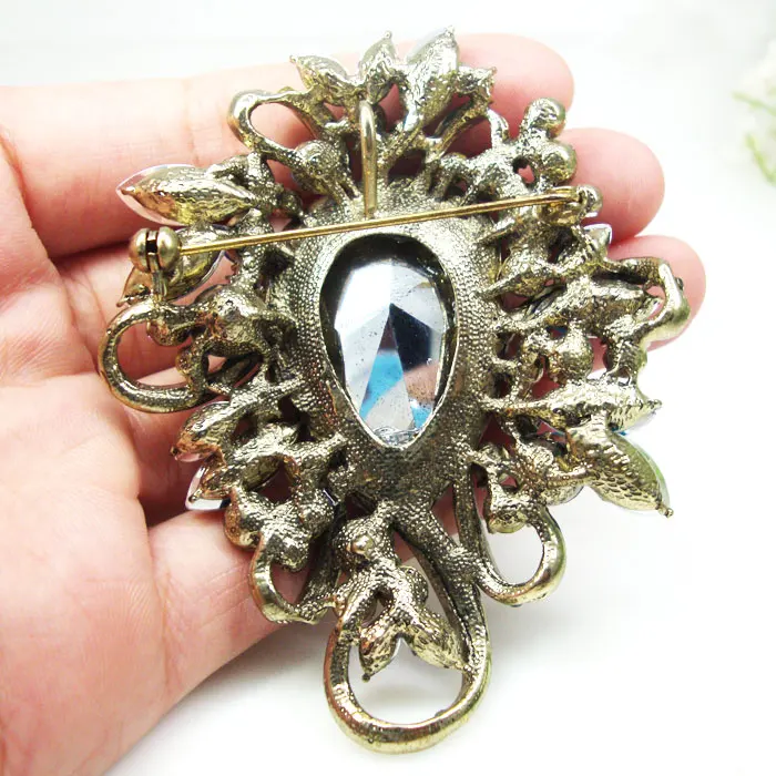 Gold Tone Flower Drop Pendant Woman Brooch Pin Multi-color Rhinestone Crystal Gifts | Украшения и аксессуары