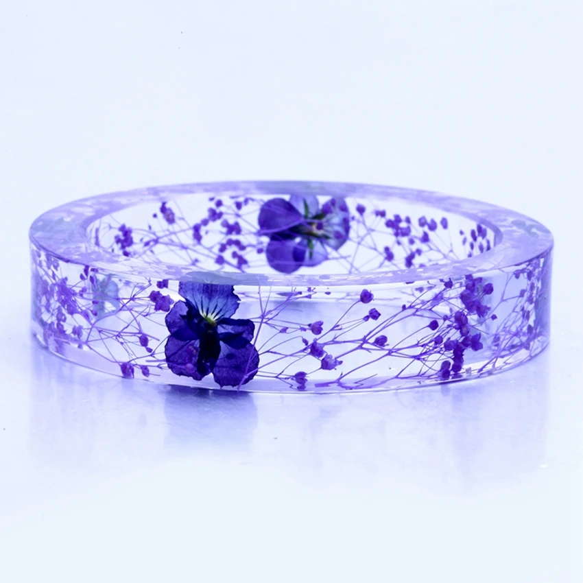 Ручной работы фиолетовые цветы браслеты Круглые ручной прозрачные женские для