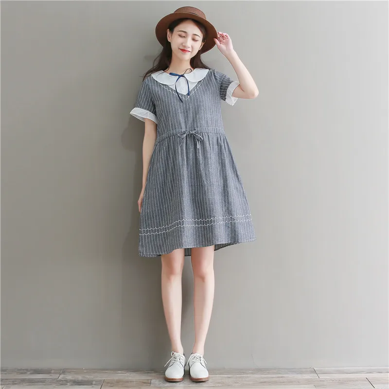 2019 Fashion Women Girls Retro Dress Summer Casual Striped Dresses Short Sleeve Mini Sundress Elegant Vestidos Clothes | Женская одежда