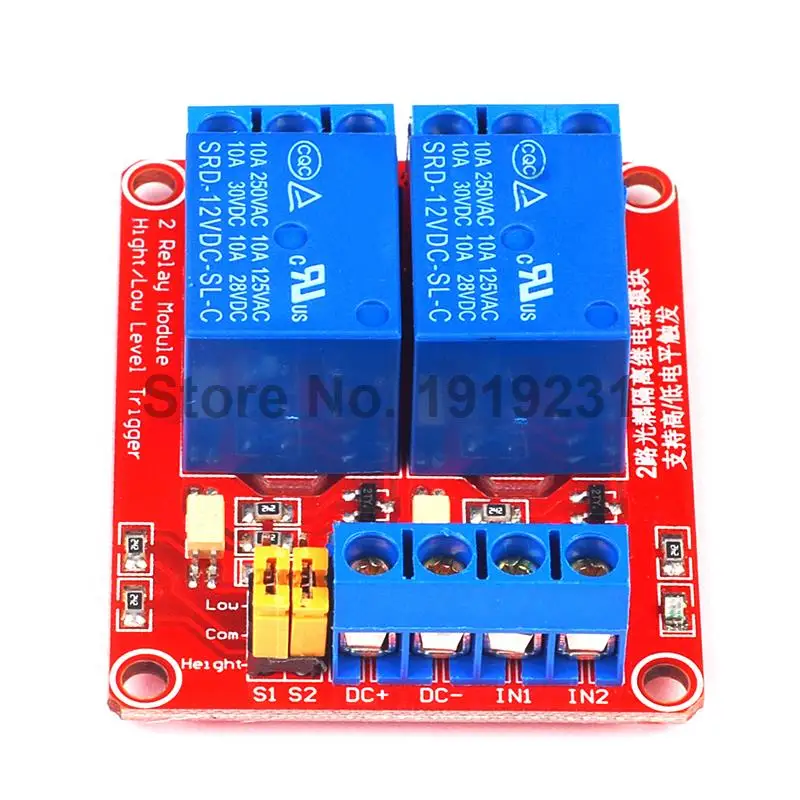12V 2 канальный релейный модуль высокий и низкий уровень запуска с оптопарой реле