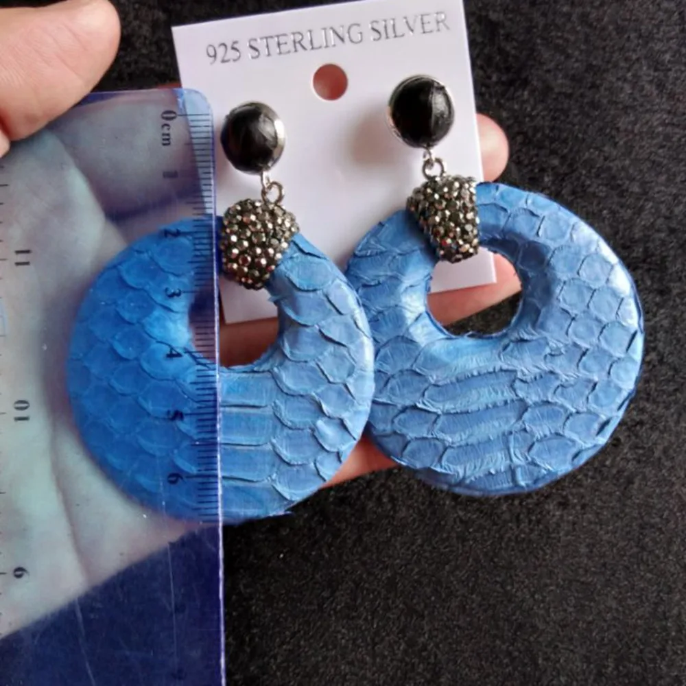 Большие круглые висячие серьги из змеиной кожи 2019 Модные Ювелирные подвески