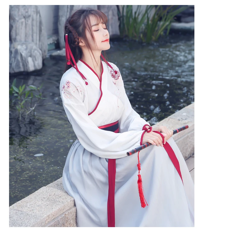 Традиционные народные классическая Вышивка Hanfu Для женщин древний танец костюм династии Тан сказочной принцессы Одежда для танцев DL3761