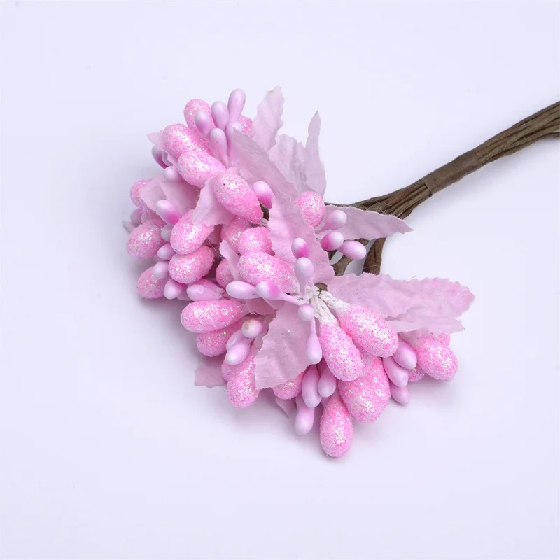 Pink 10 шт. Искусственные цветы тычинки для рукоделия Дешевые Свадебные украшения diy ВЕНОК ручная вышивка подарок коробка искусственный цветок для альбомов - Цвет: Pink