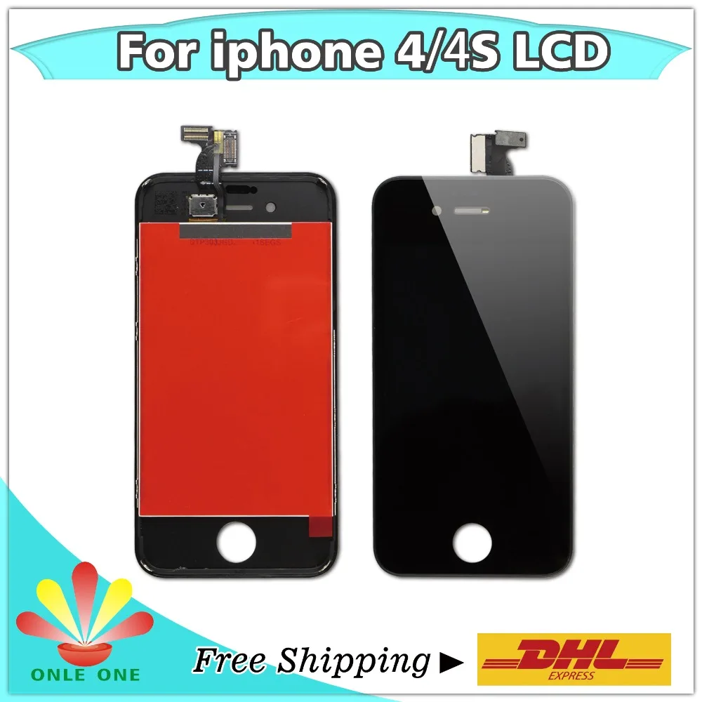 10 шт./лот ЖК дисплей и сенсорный экран + дигитайзер для iphone 4 4S бесплатная доставка