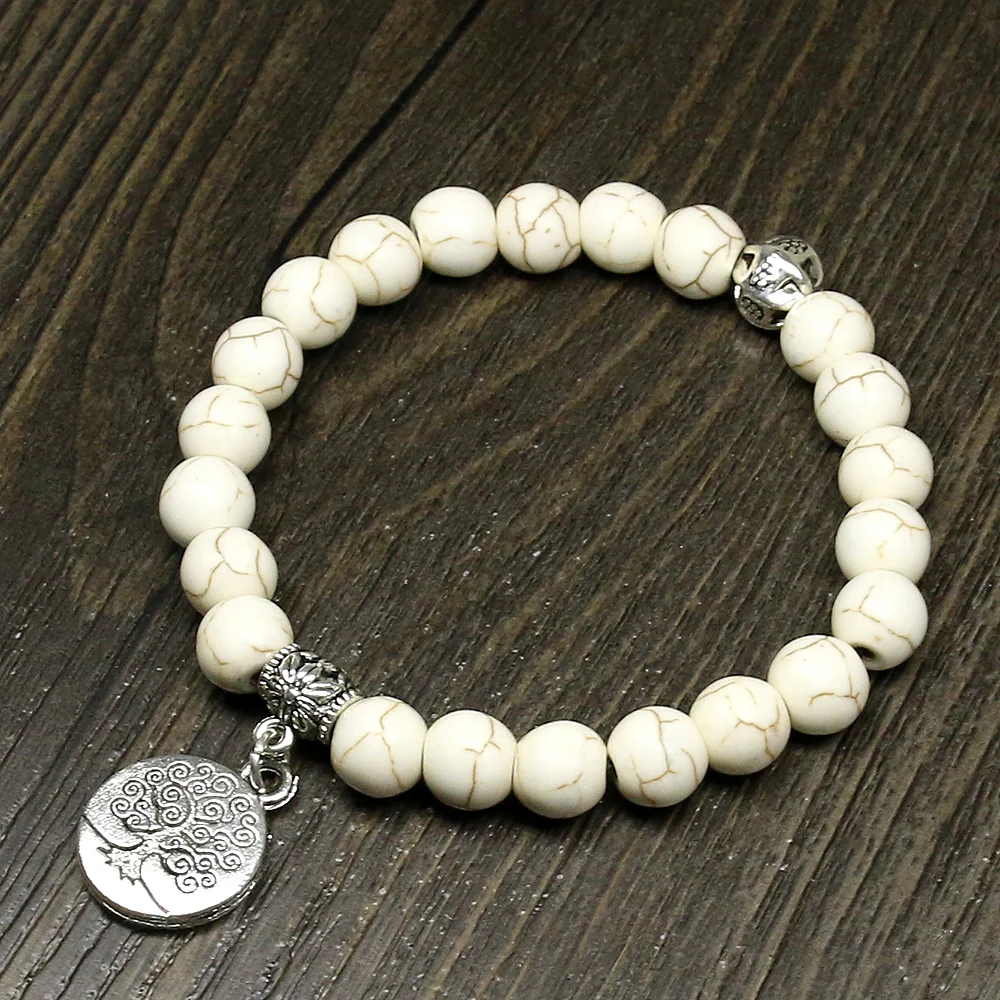 8 мм белый бисер Хаулит Бусины В Стиле Йоги Тыква мала молитвенный браслет для