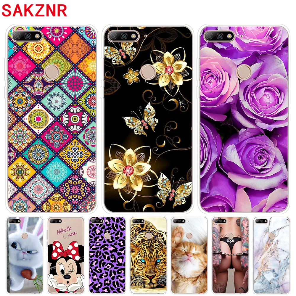 Case for Huawei Y7 2018 5.99&quot Cover Silicone TPU Soft Funda Couqe Prime Phone |