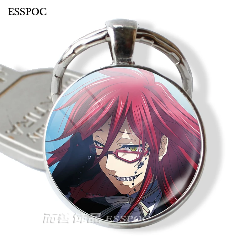 Черный Батлер металлический брелок Kuroshitsuji Ciel Phantomhive Sebastian Grell Madame Red Emblem Аниме Манга брелок для ключей - Цвет: as show