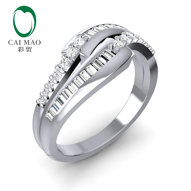Caimao 0.36ct натуральный бриллиант& 14k белое золотое обручальное кольцо