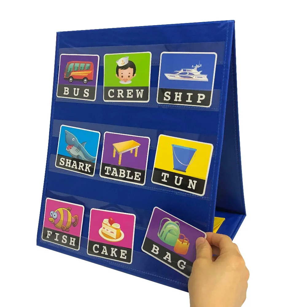 Godery Magnetic Desktop Tabletop Pocket Chart Stand, Double Sided Small Pocket Chart for Classroom Home (15