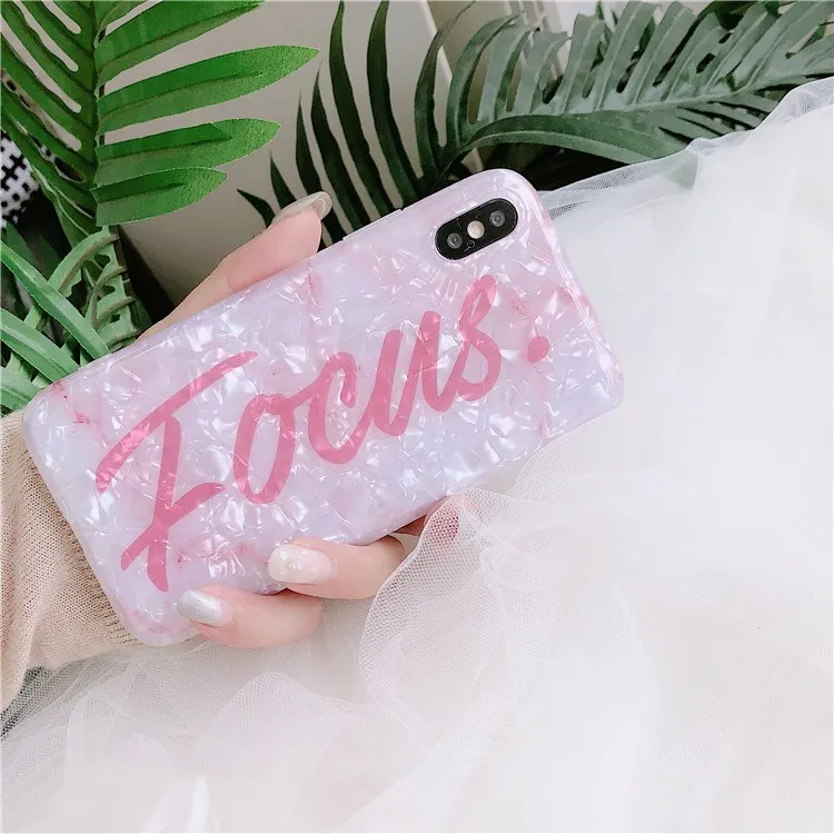 Wixcen Korea Pink Crystal Shell Phone Case English Letter Soft Tpu for Iphone 7 7plus 6 6s 8 Plus X Glitter Back Cover |
