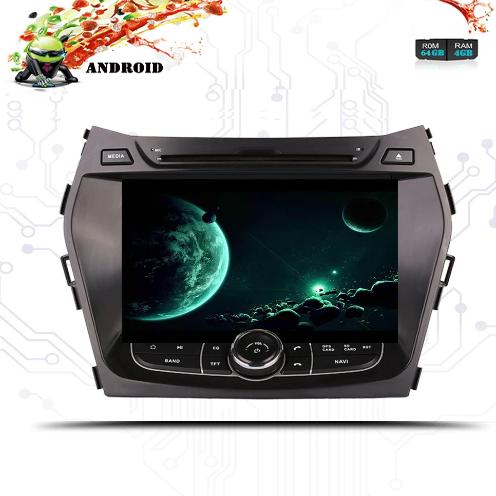 1024*600 Восьмиядерный Android 9,0 автомобильный DVD gps плеер для HYUNDAI IX45 2013- SANTA FE Santafe навигация Радио магнитофон