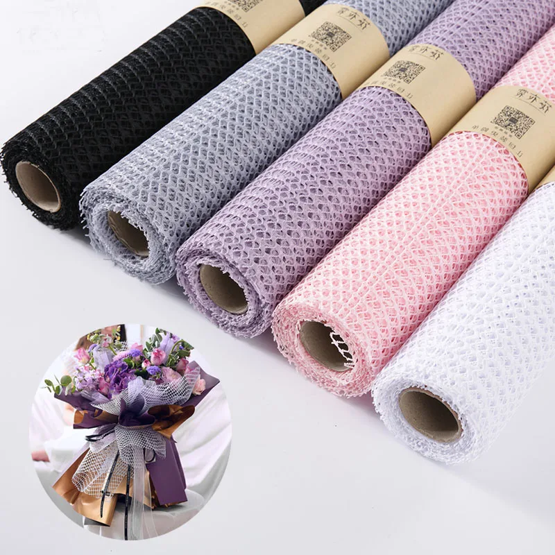 New Korean Wave Flowers Packaging Paper Material 50cm*5y Hollow Mesh Scrapbook DIY Decorative Bouquet Wrapping Craft Paper