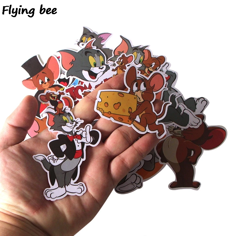 Flyingbee 17 шт. кошка мультфильм милые ПВХ наклейки Скрапбукинг для автомобиля багаж ноутбука Наклейка Спальня Diy украшения X0280