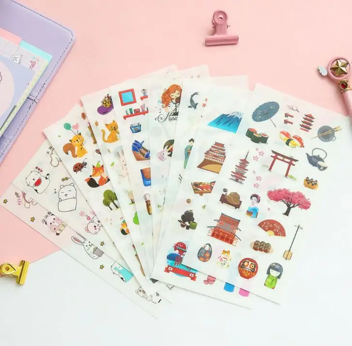 

6pcs Cartoon animal travel pvc sticker diy decoration Diary Book Planner sticker for album scrapbooking Decoration papeleria