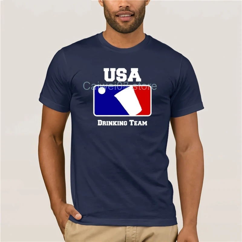 Summer Mens T Shirt Buy USA Drinking Team Funny Party Beer Pong Game Fashion Street Short Sleeve T-Shirt | Мужская одежда