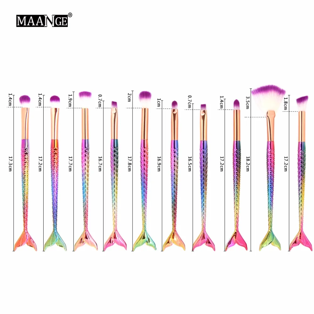 MAANGE 6/10 шт. Русалка Красота набор кистей для макияжа Косметика Тени для век порошок для губ BlendMake кисти для макияжа Набор инструментов