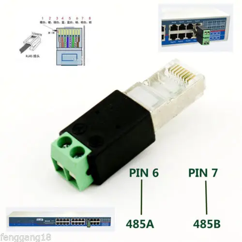 1 шт. штекер RJ45 на 485 2 контакта (6 7P) винтовой коннектор адаптер для фотографий